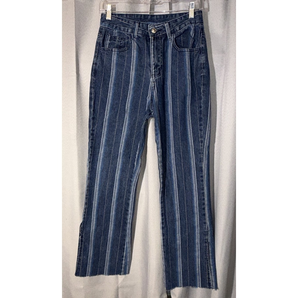 Princess Polly High Rise Flare Jeans Womens Size 4 Stripe Split Leg